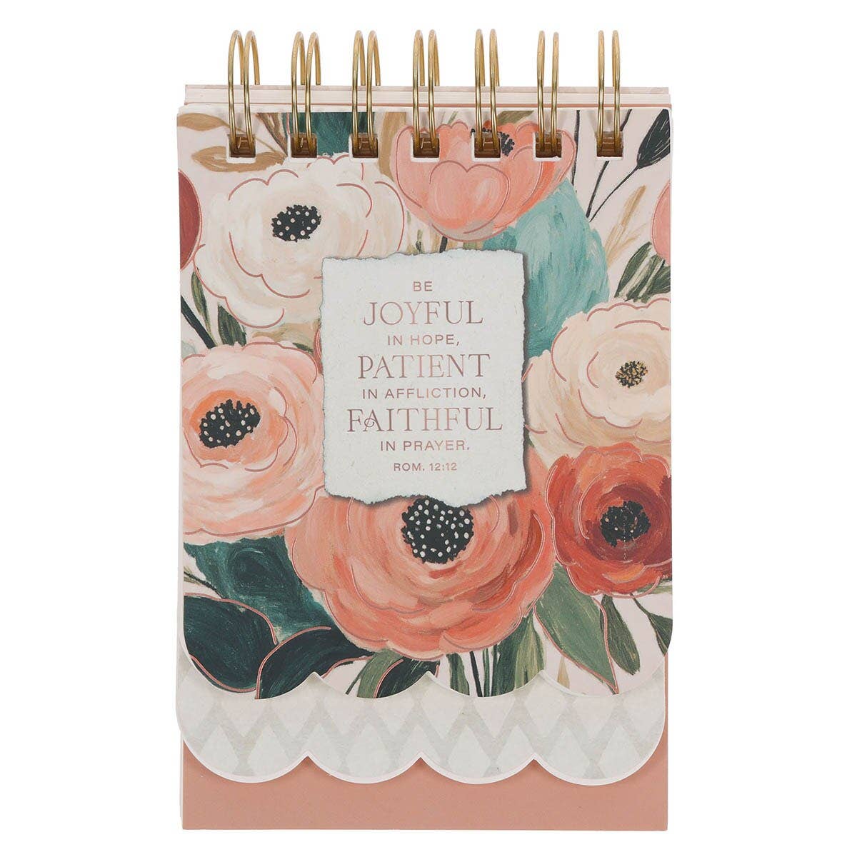 Spiral Notepad SM Floral Joyful, Patient, Faithful Rom 12:12
