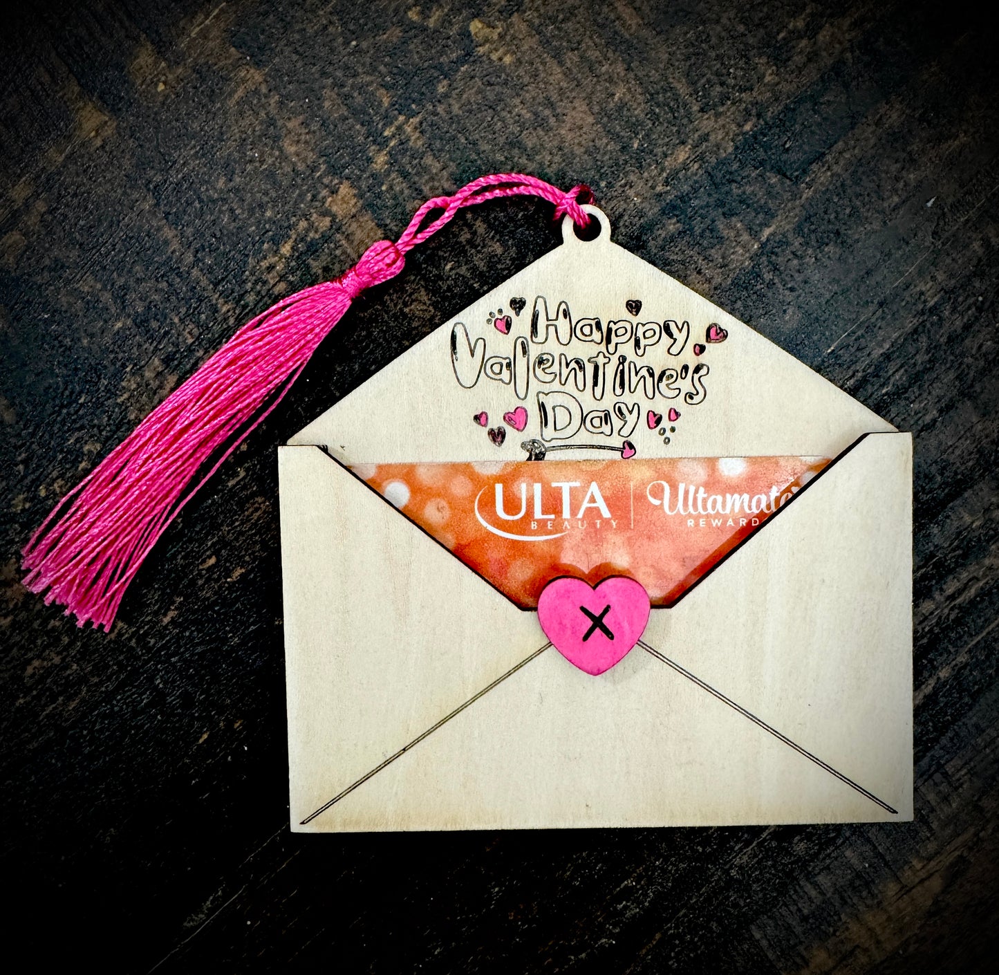 Custom Wood Valentine’s Day Gift Card Holder for him Personalized Gift for her Engraved Card for Gift Wood Gift Card Holder