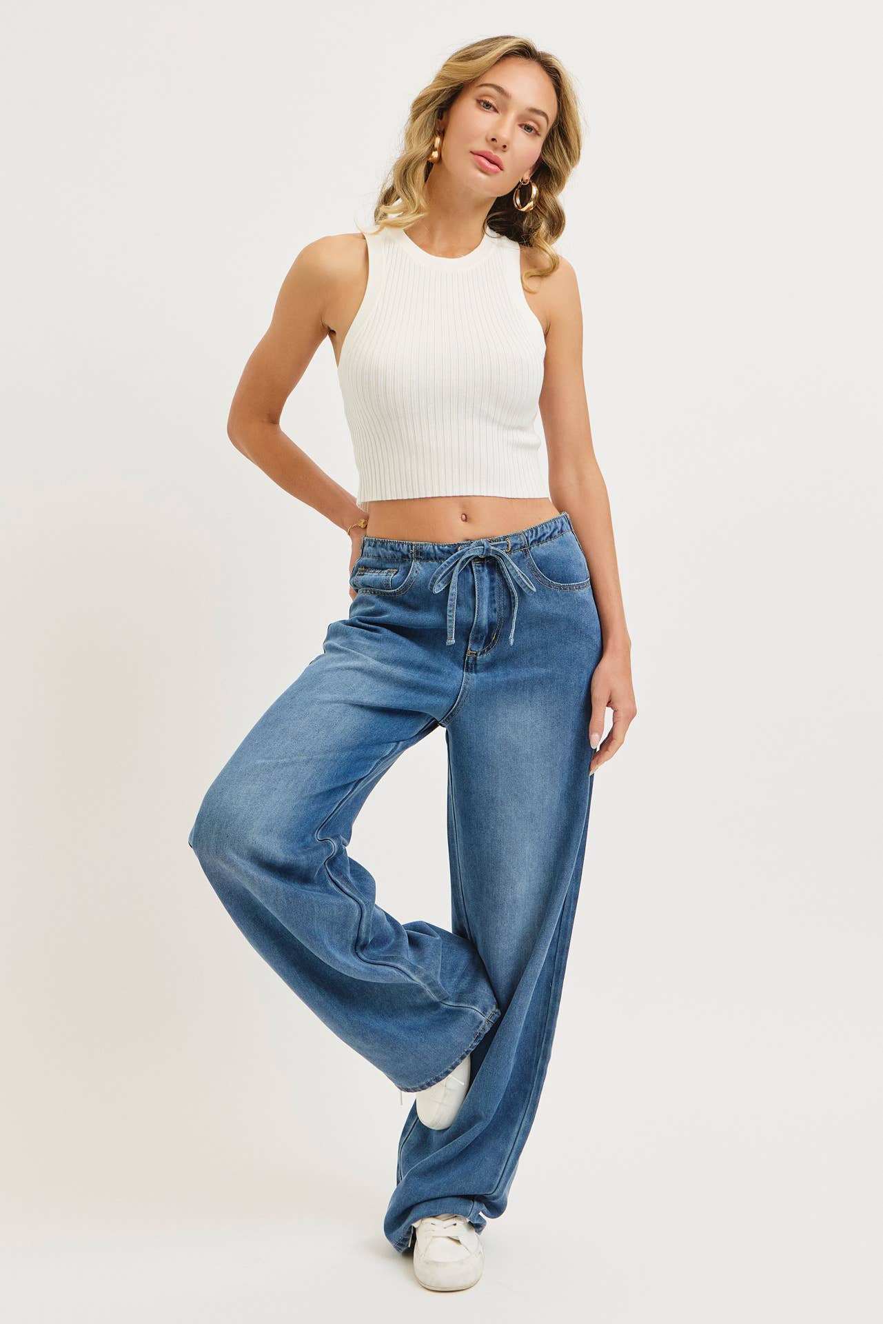 EASY CASUAL  WIDE-LEG DENIM PATNS