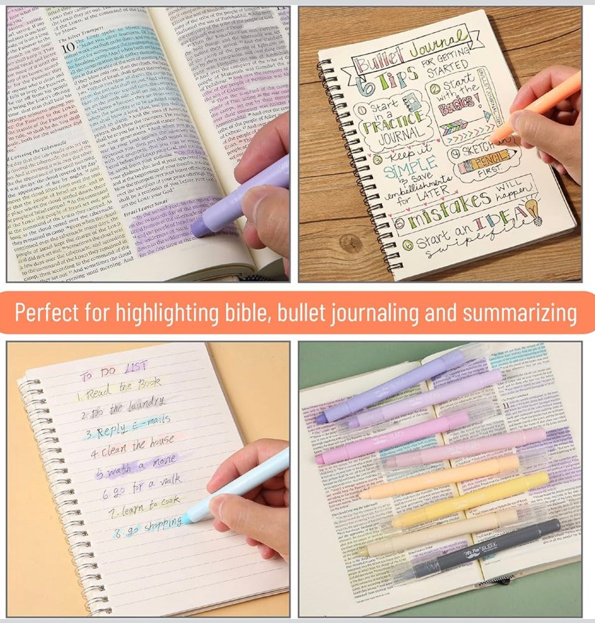 Mr. Pen- No Bleed Gel Highlighters, Ethereal Pastel, 14 Pack, Bible Highlighters