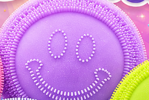 HAPPY VIBES FUZZY BALL SQUISHY