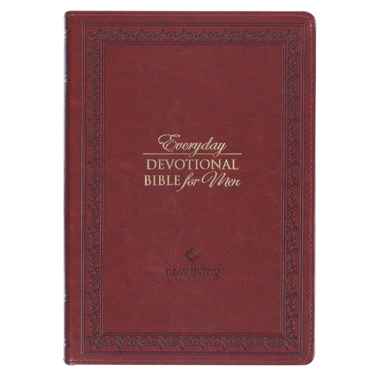 Devotional Bible NLT for Men Faux Leather, Saddle Tan