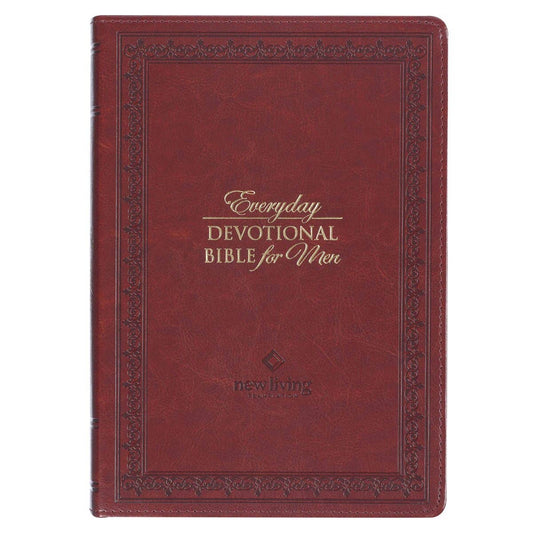 Devotional Bible NLT for Men Faux Leather, Saddle Tan