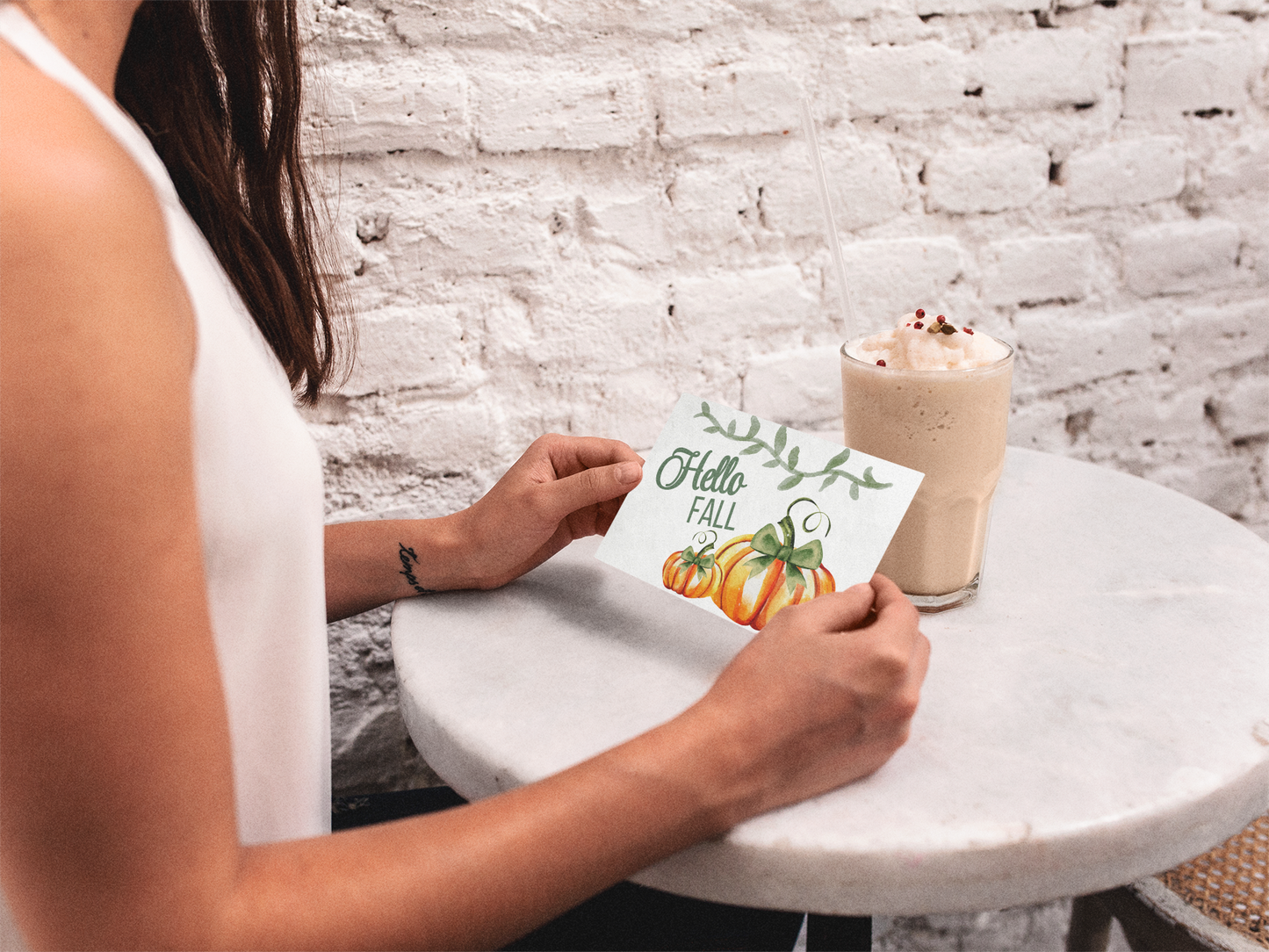 Personalized Fall Greeting Cards Customizable Hello Fall Printed Set of 5 Elegant Autumn Notes Greeting Note Card with Message Inside