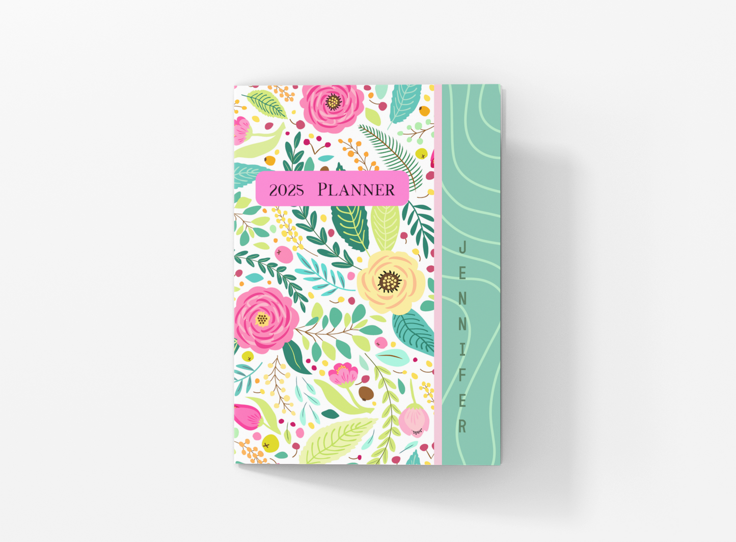 2025 Personalizable Yearly Planner, 2 Page Spread Monthly Calendar, Weekly Planner Gift for Mom Monthly Agenda for Students