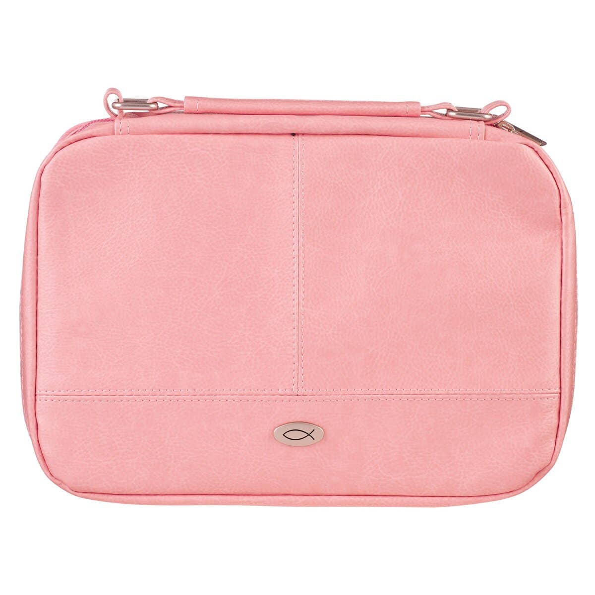 Bible Cover Organizer Two-fold Light Pink w/Ichthus Badge