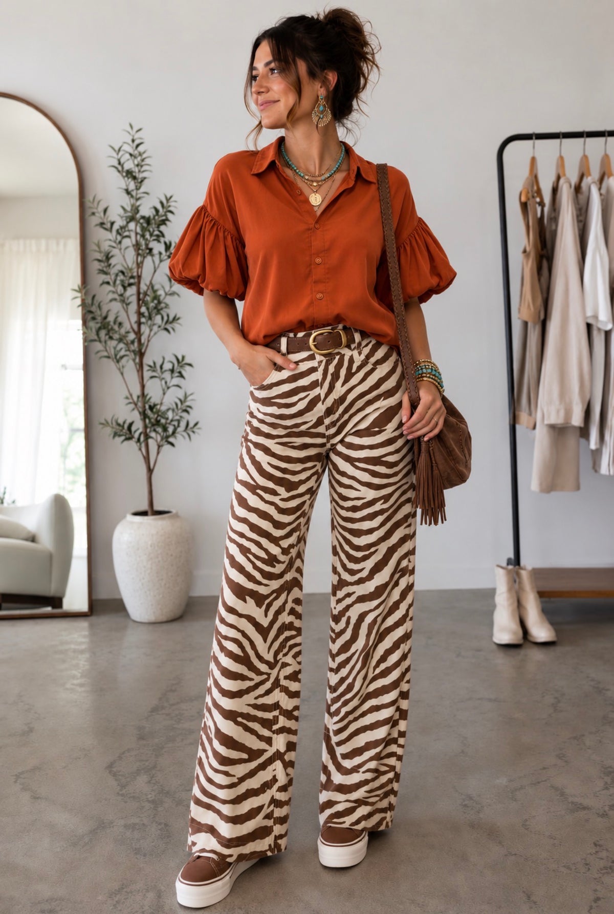 BABY ZEBRA 31” INSEAM FRAY HEM WIDE LEG PANT