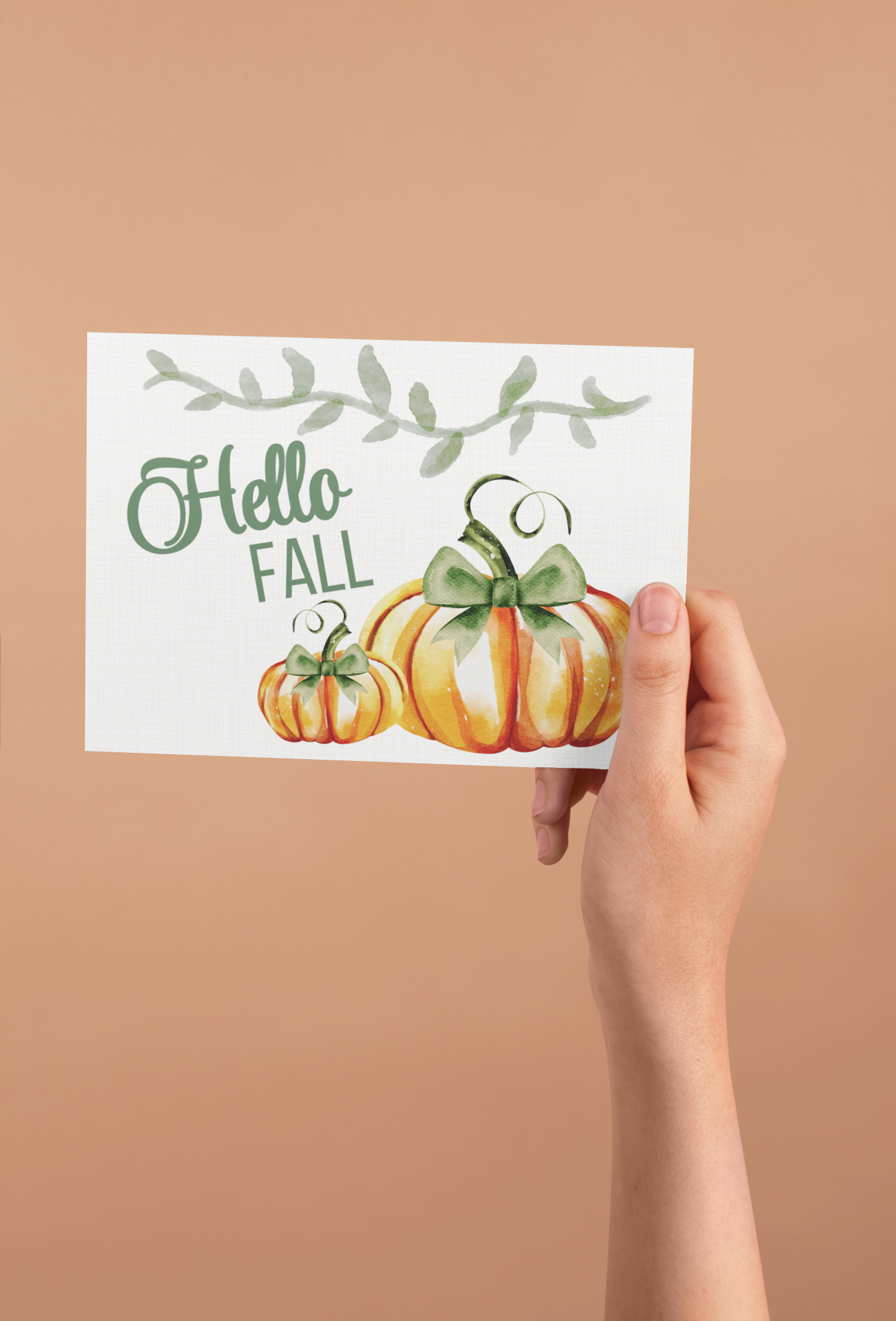 Personalized Fall Greeting Cards Customizable Hello Fall Printed Set of 5 Elegant Autumn Notes Greeting Note Card with Message Inside