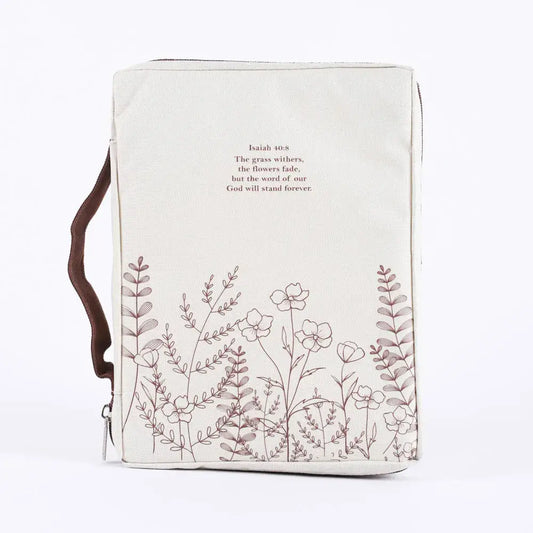 Canvas Bible Cover - Isaiah 40:8 Wildflowers - L