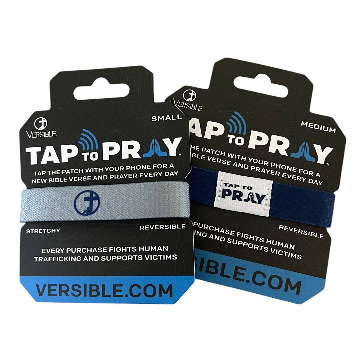 Tap To Pray® Wristband – Navy & Grey