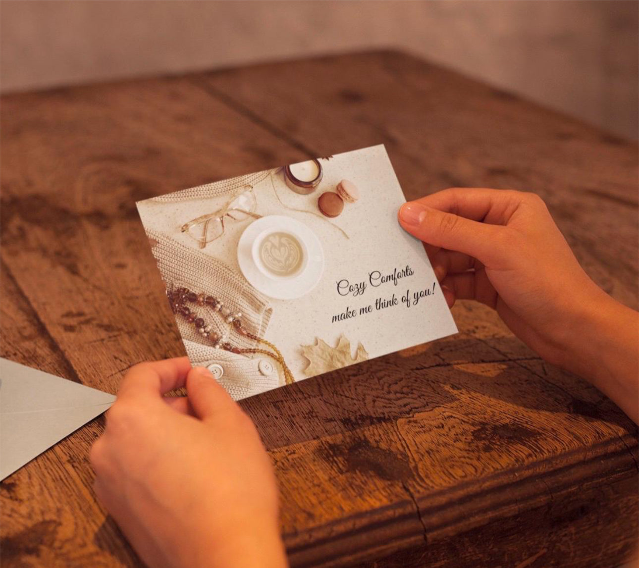 Fall Greeting Cards with Message Inside Personalized Cozy Fall Print Set of 10 Cards Autumn Cards with Envelopes Thanksgiving Card