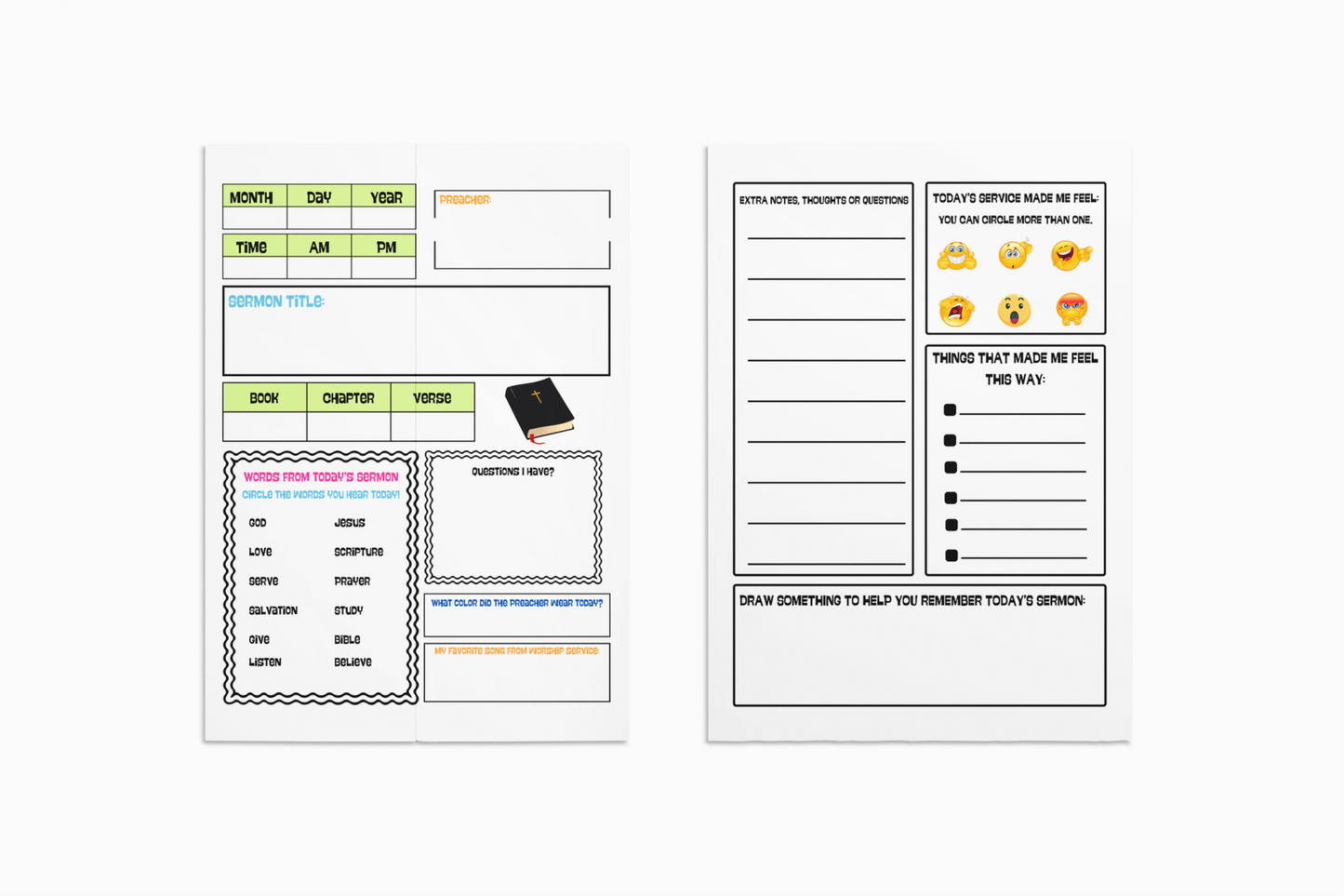 Sermon Notes Notebook For Kids Church Notebook Gift for Bible Study Notebook for Boys Note Taking for Christian Young Boys