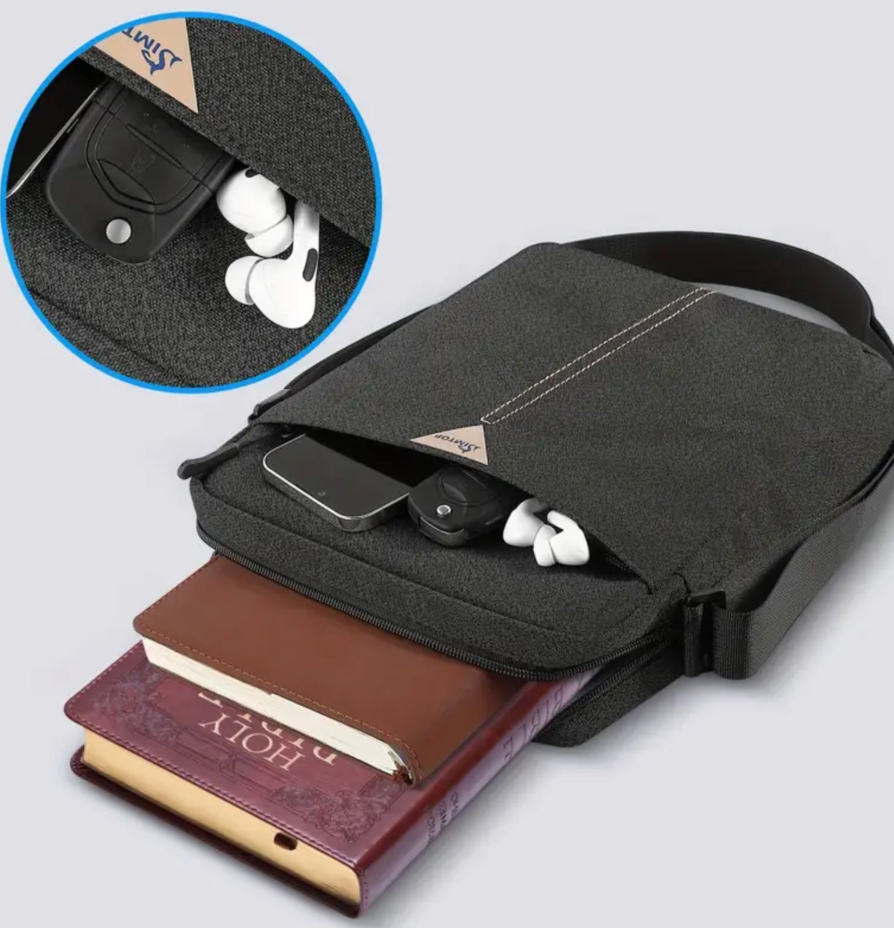 Large Bible Cover CrossbodyBag with Multiple Pockets for Convenient Bible Storage (Size: 11.4” x 9.4”)
