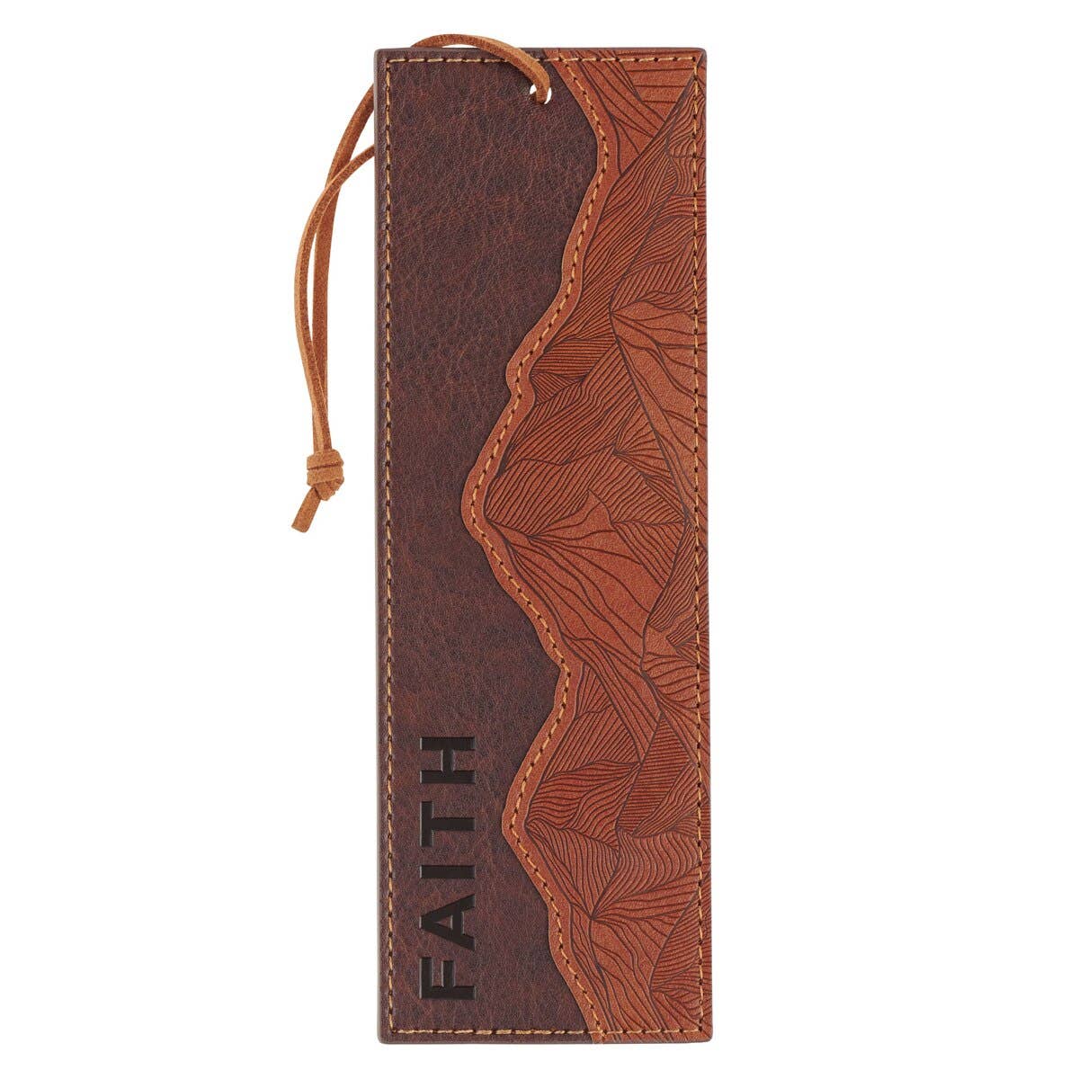 Bookmark Faux Leather Brown Faith Mountains Matt. 17:20