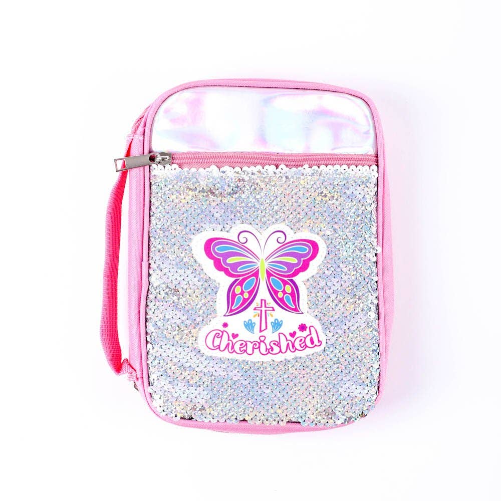 Canvas Bible Cover with Reversible Sequins - Cherished - M