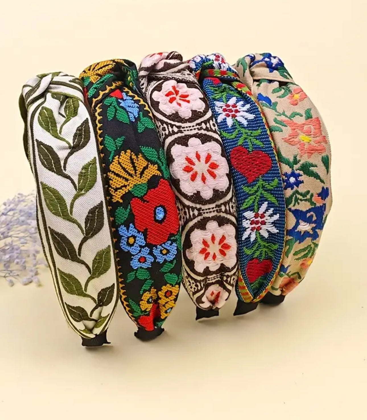 French Floral Embroidered Headband