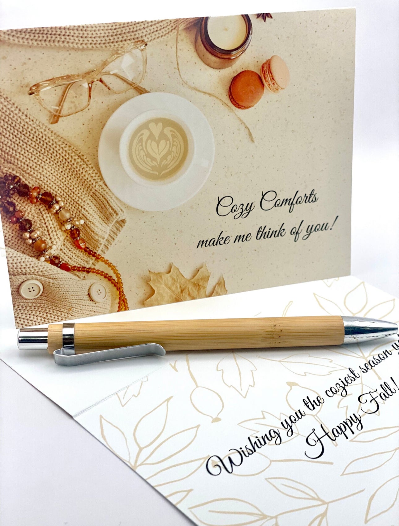 Fall Greeting Cards with Message Inside Personalized Cozy Fall Print Set of 10 Cards Autumn Cards with Envelopes Thanksgiving Card