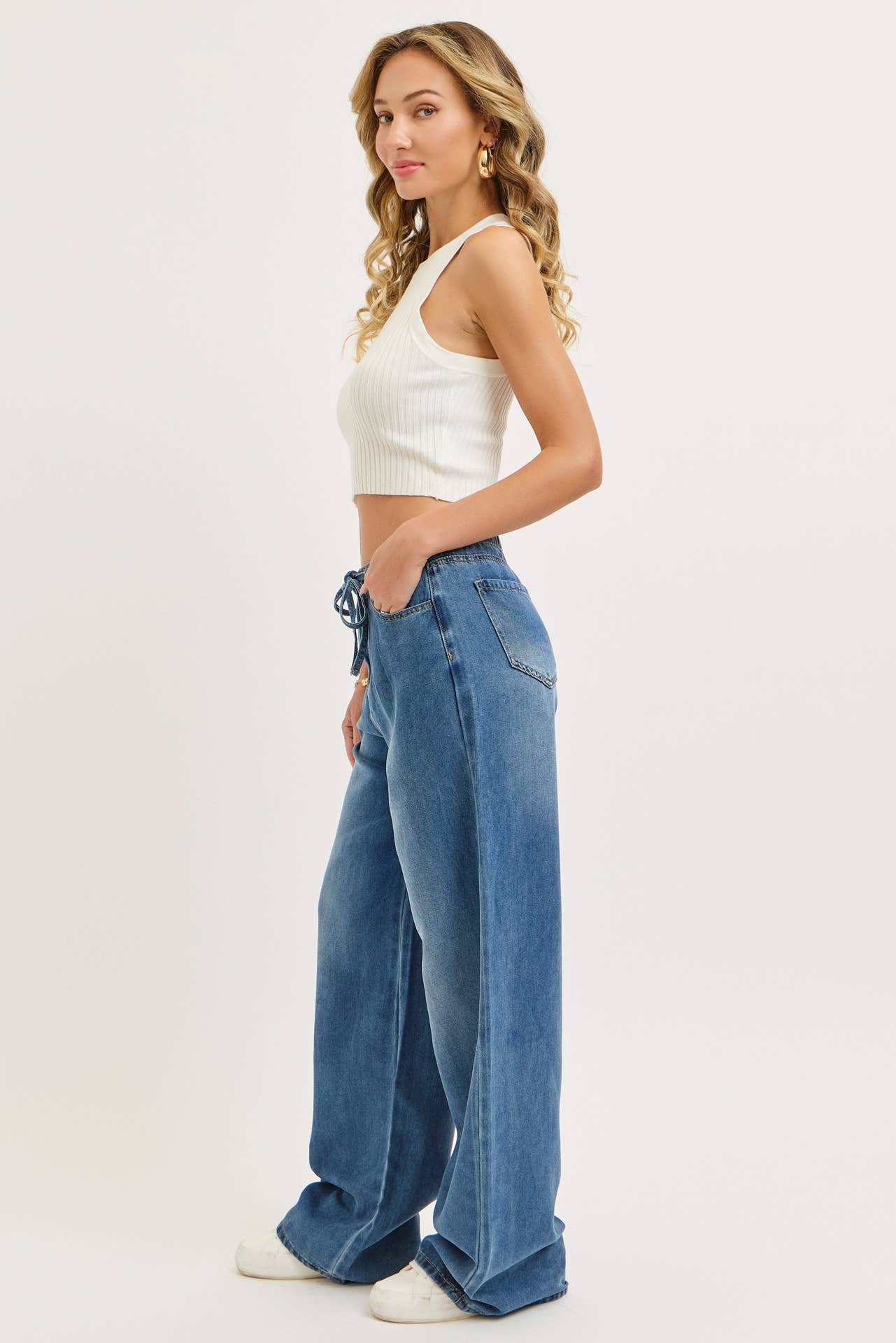 EASY CASUAL  WIDE-LEG DENIM PATNS