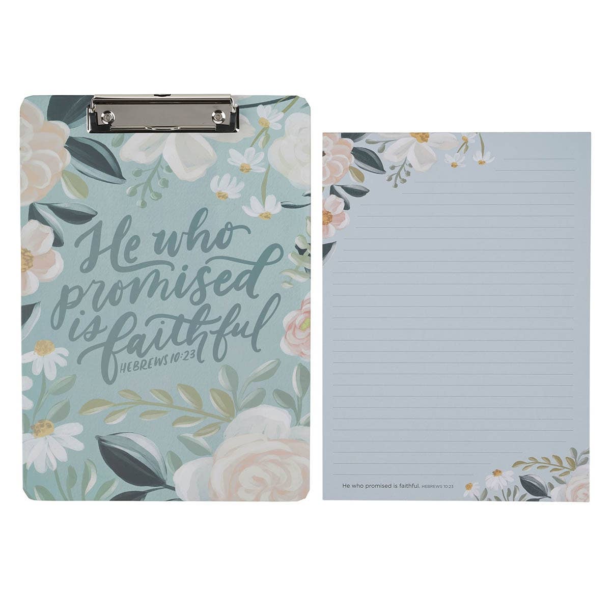 Clipboard w/Pad Floral He Who Promised is Faithful Heb 10:23