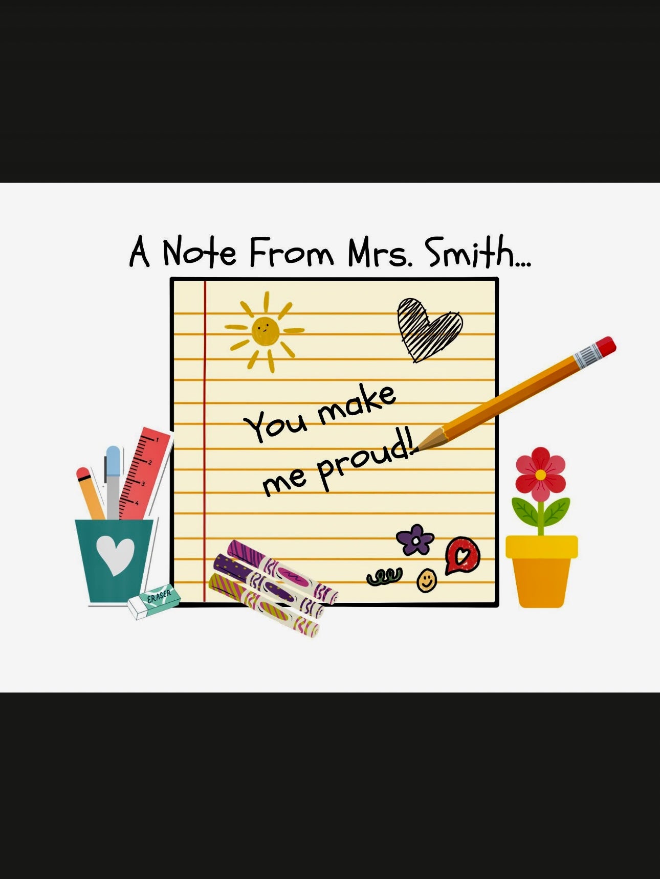 Note From Your Teacher Personalizable Post Card