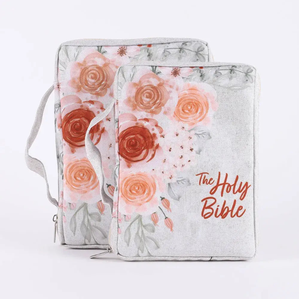 Canvas Bible Cover - Holy Bible Floral - L