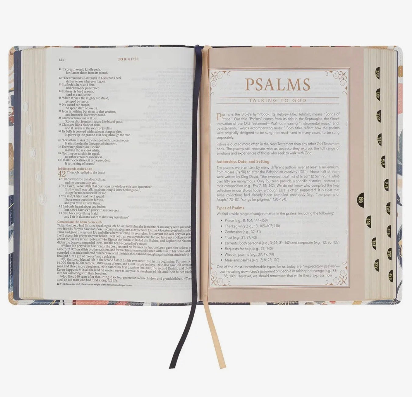 The Spiritual Growth Bible, NLT Faux Leather, Navy w/Leaves