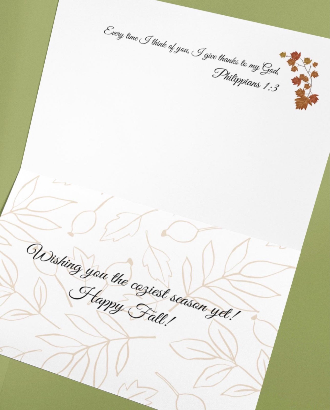 Fall Greeting Cards with Message Inside Personalized Cozy Fall Print Set of 10 Cards Autumn Cards with Envelopes Thanksgiving Card