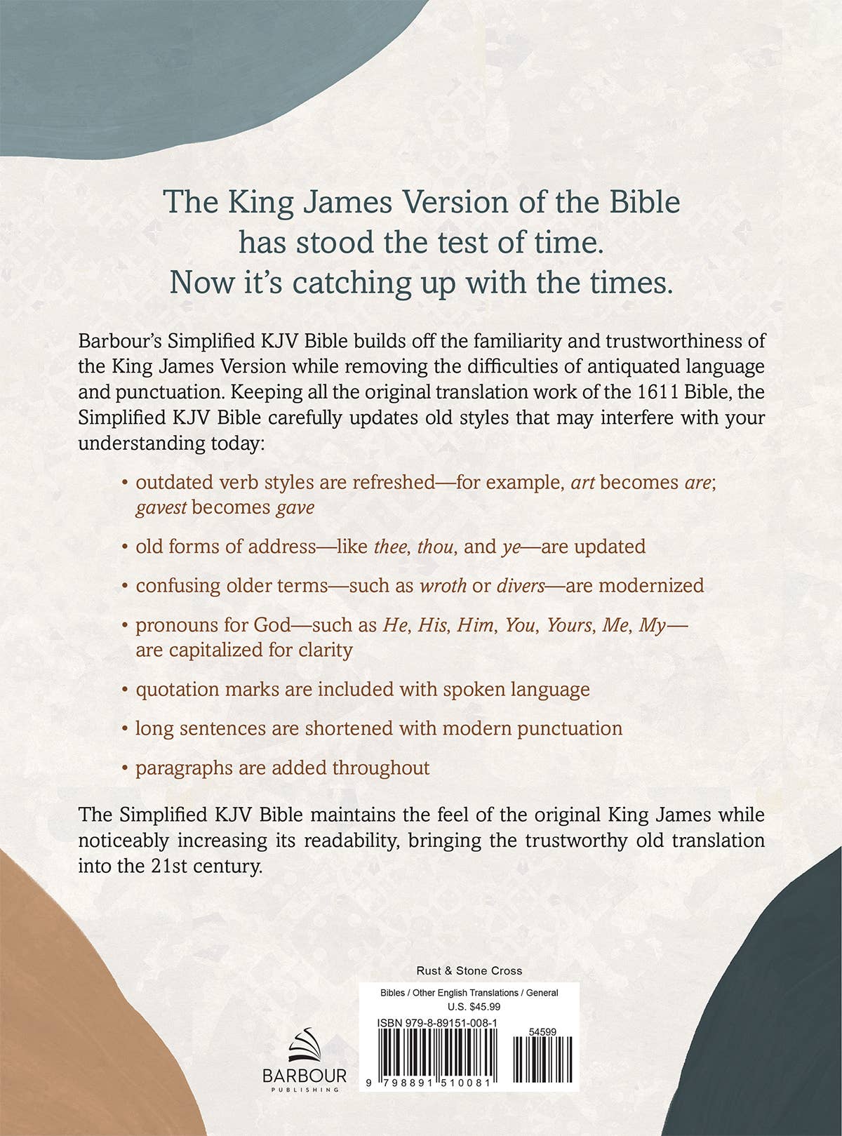 The Barbour Simplified KJV--Large Print [Rust & Stone Cross]