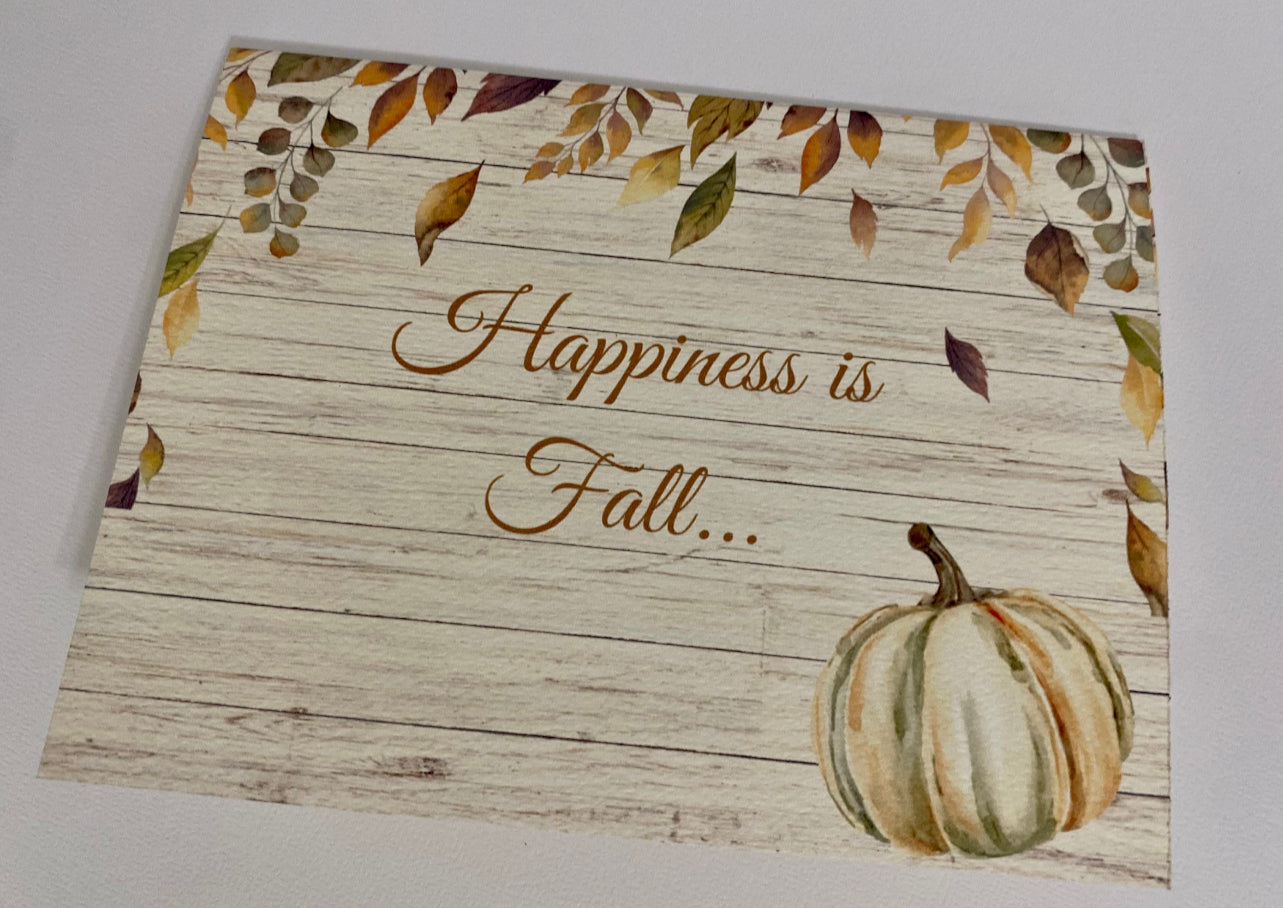 Fall Greeting Cards Notecards with Envelopes Happiness is Fall Printed Message Inside Set of 5 Autumn Cards Gift for Thanksgiving Card