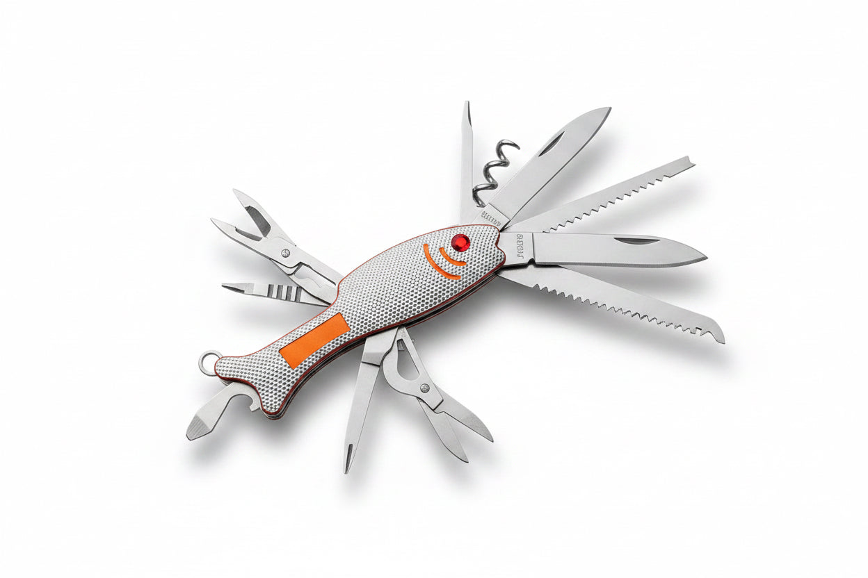 Man of God: Fisherman’s Friend Multi-Tool: Stainless Steel: Pocket Size: Orange