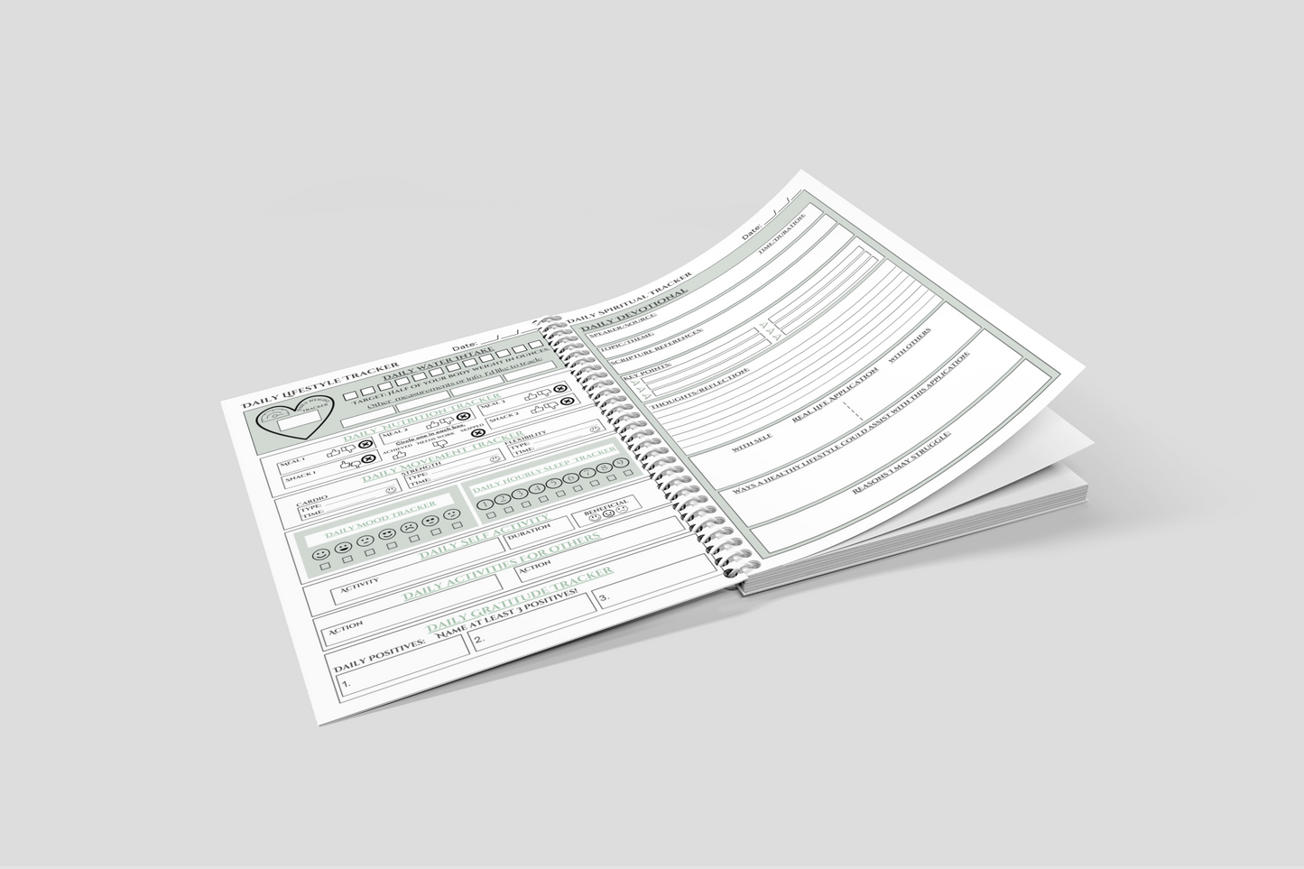 Healthy Lifestyle Tracker Notebook for Self-Care & Spiritual Growth Tracker for Weight Control and Healthy Living Personalizable Christian