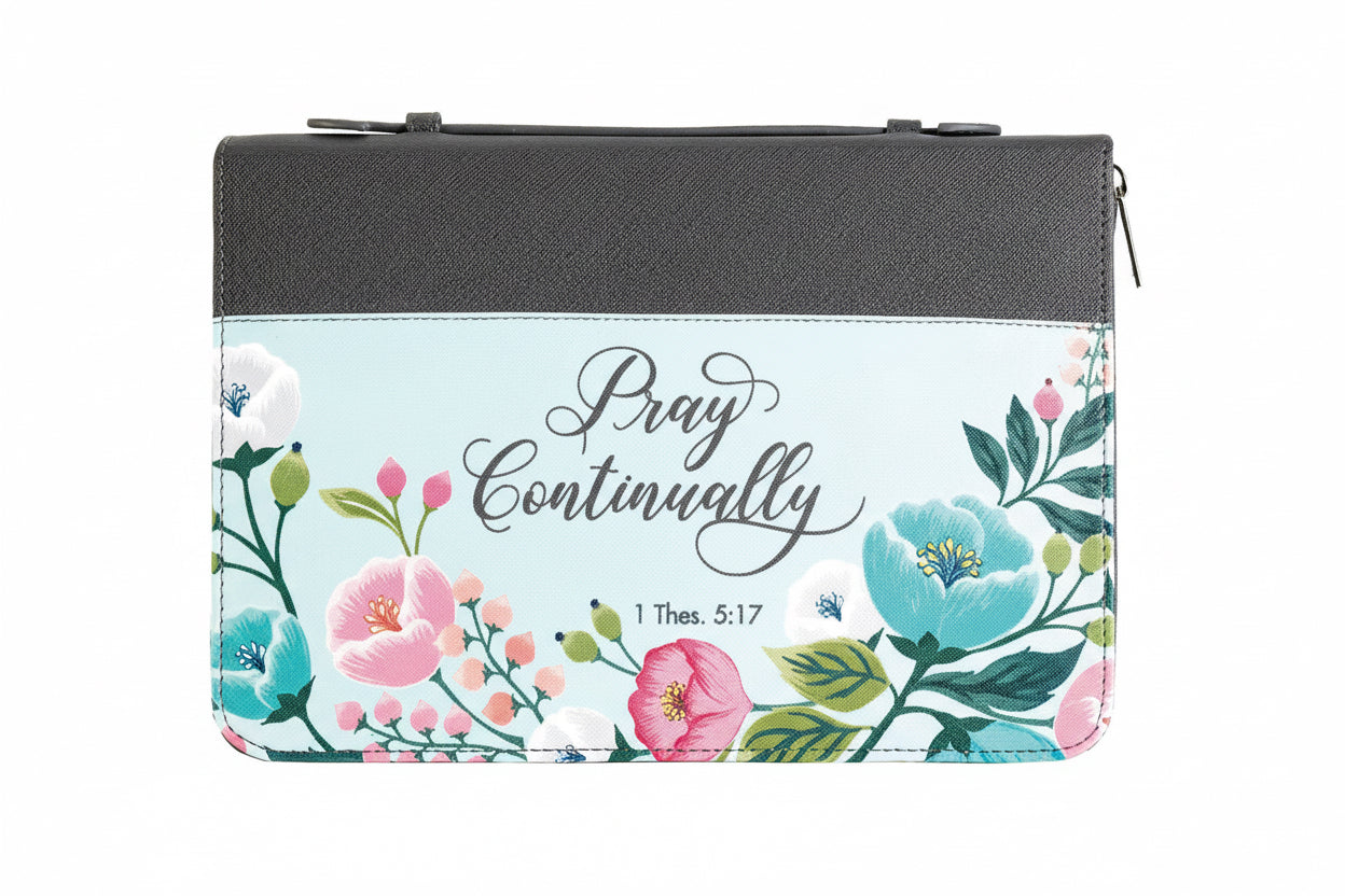 White Dove Bible Cover Pray Continually Grey Large