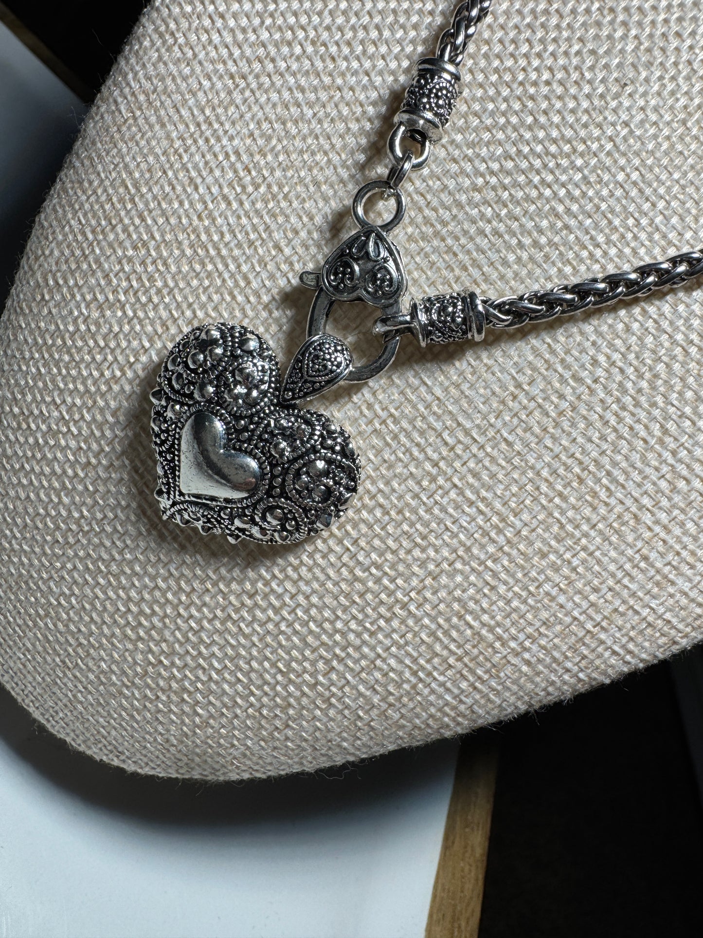 Silver-Tone Interlocking Heart Necklace & Earrings Set