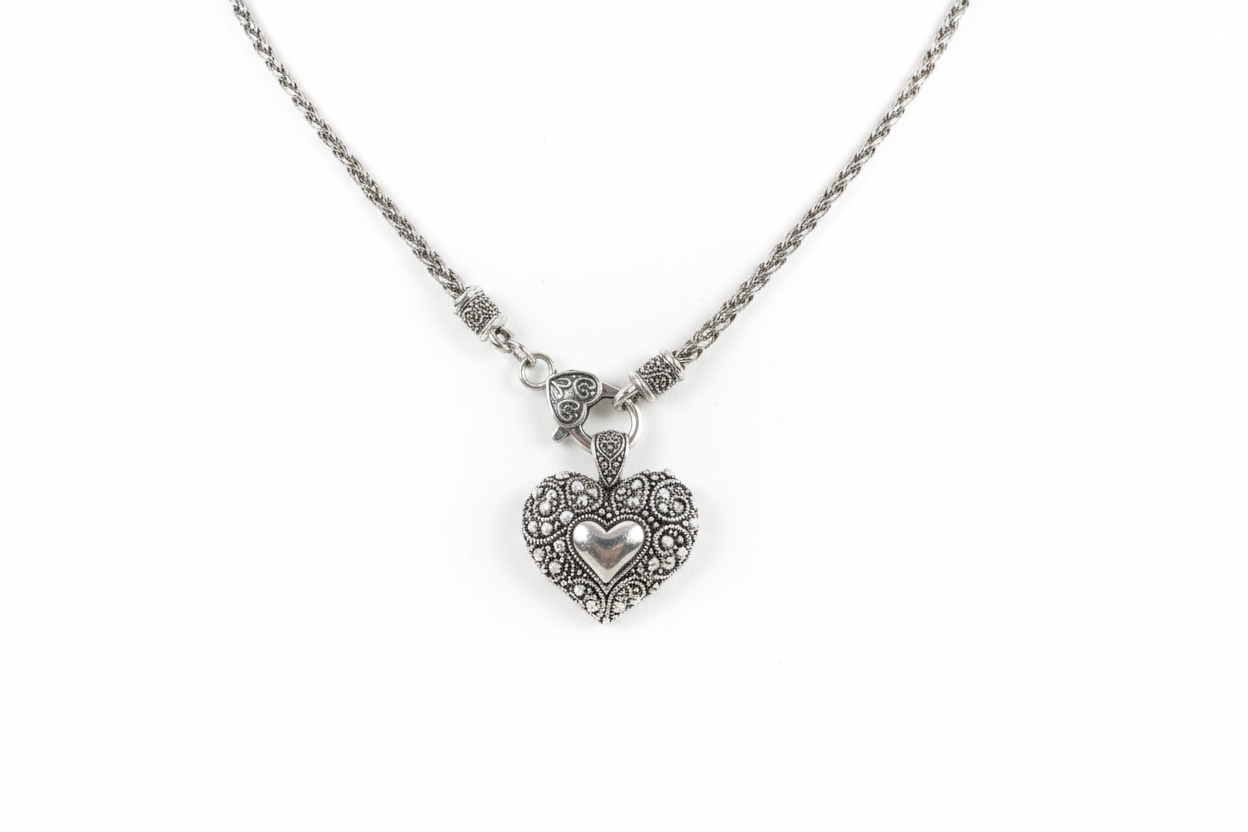 Silver-Tone Interlocking Heart Necklace & Earrings Set