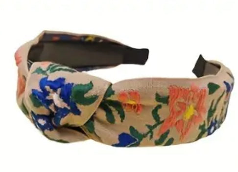 French Floral Embroidered Headband