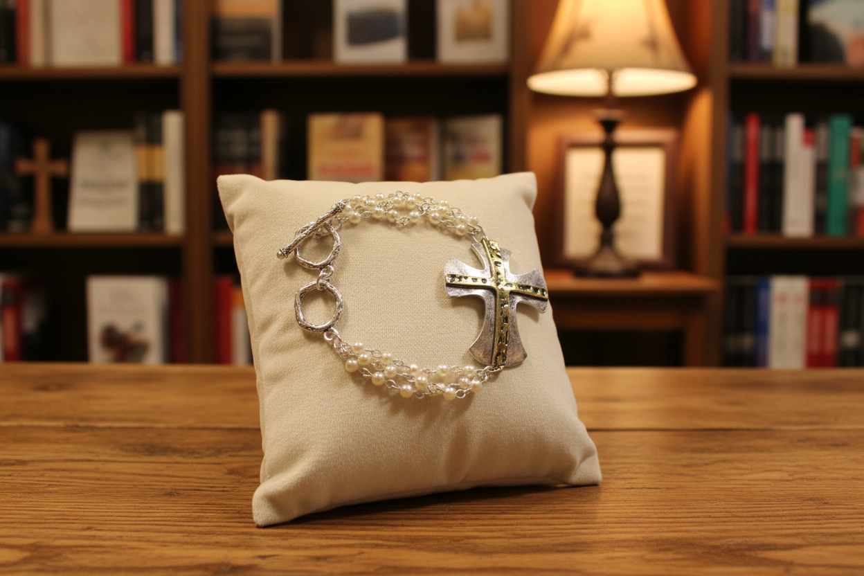 Chunky Two Toned Cross Bracelet-Adjustable