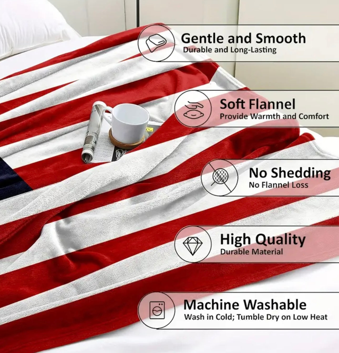 American Flag Lightweight Fleece Blanket