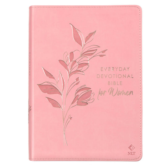 Devotional Bible NLT for Women Faux Leather, Pink