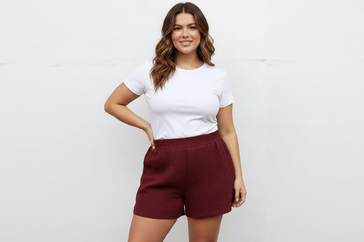 Plus Textured Pull-on Shorts 3