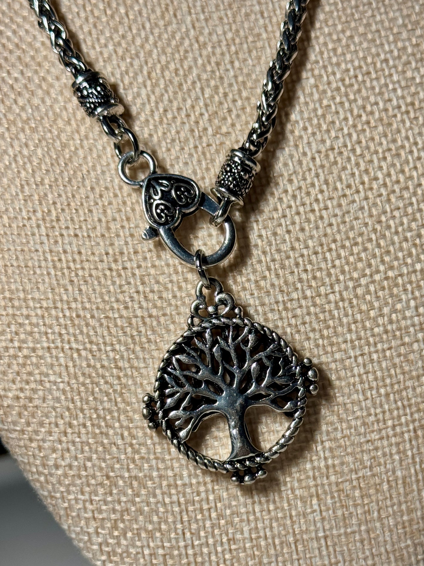 ‘Rooted in Christ’ Silver Necklace with heart clasp.