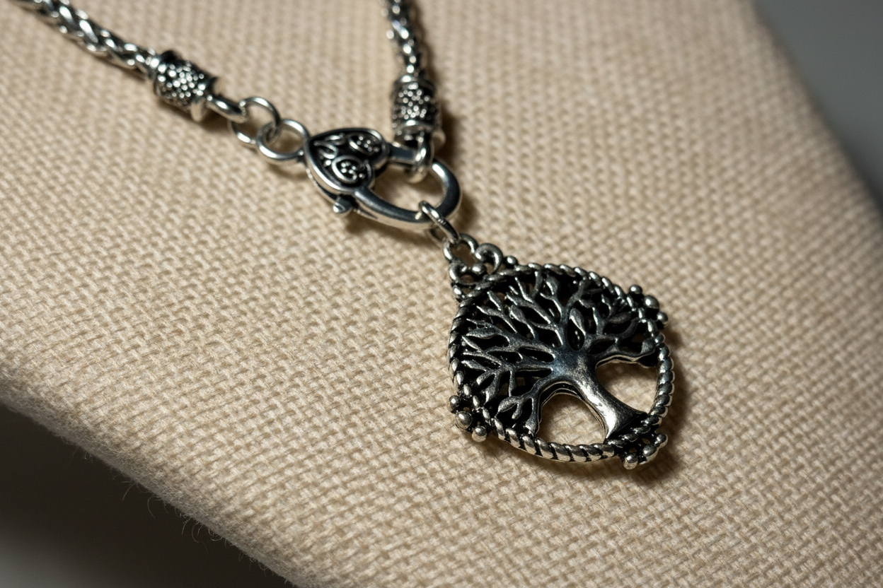 ‘Rooted in Christ’ Silver Necklace with heart clasp.