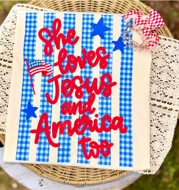 Loves Jesus and America Too Shirt Ivory