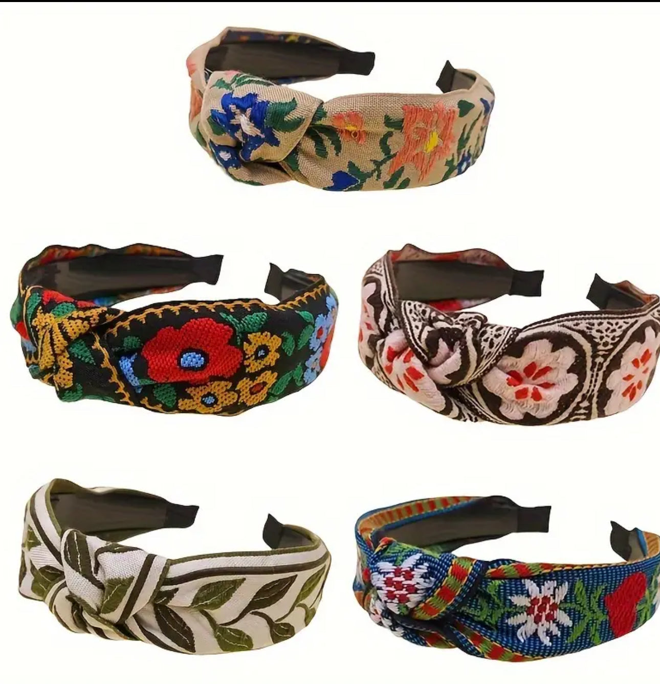 French Floral Embroidered Headband