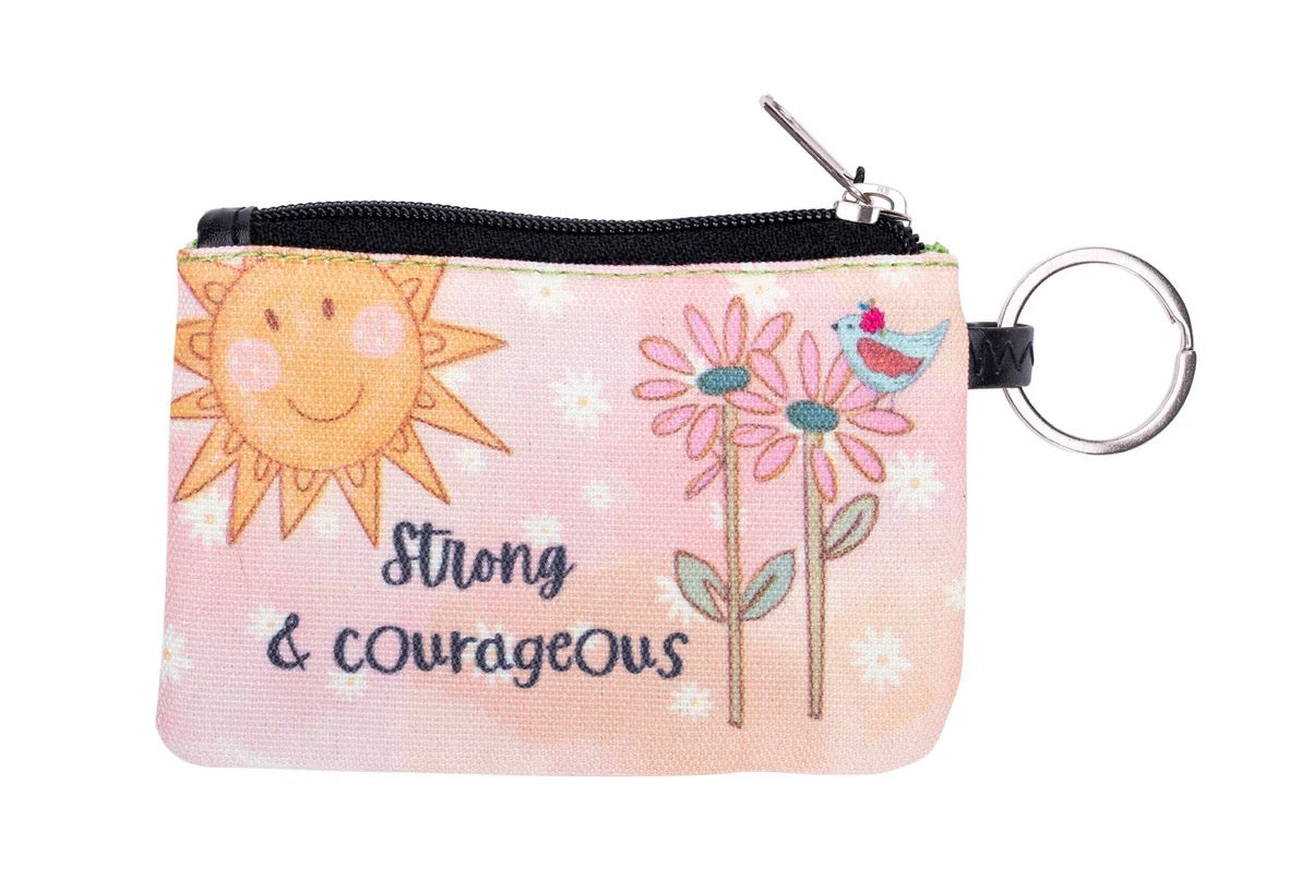 Coin Purse: ID Holder: Keychain: Strong and Courageous