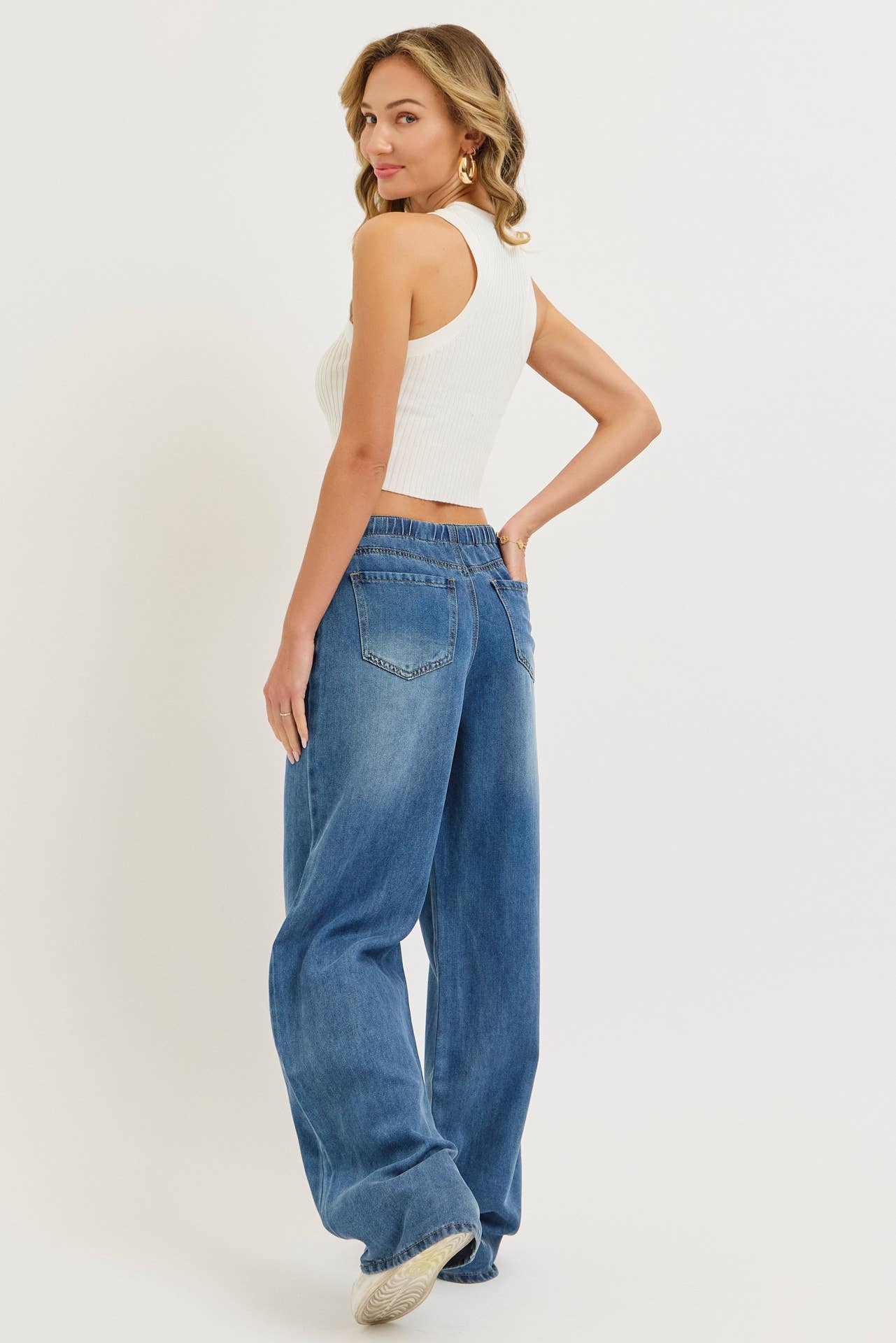 EASY CASUAL  WIDE-LEG DENIM PATNS