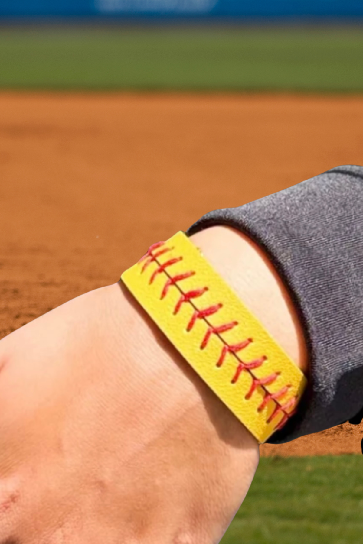 Softball Stitching Faux Leather Bracelet