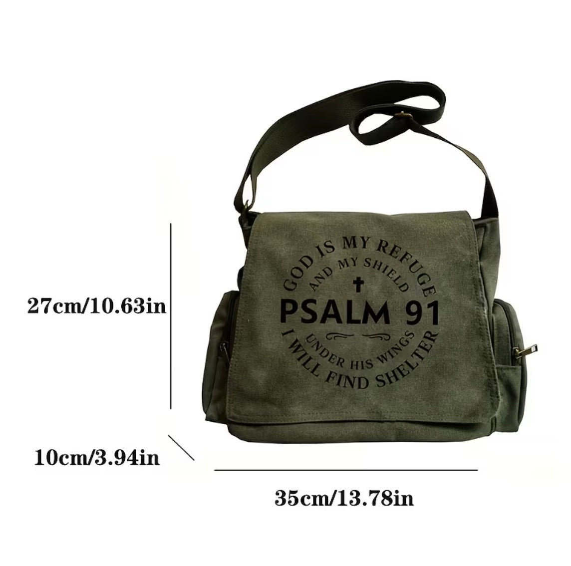 Psalm 91 Canvas Crossbody Tote Bag