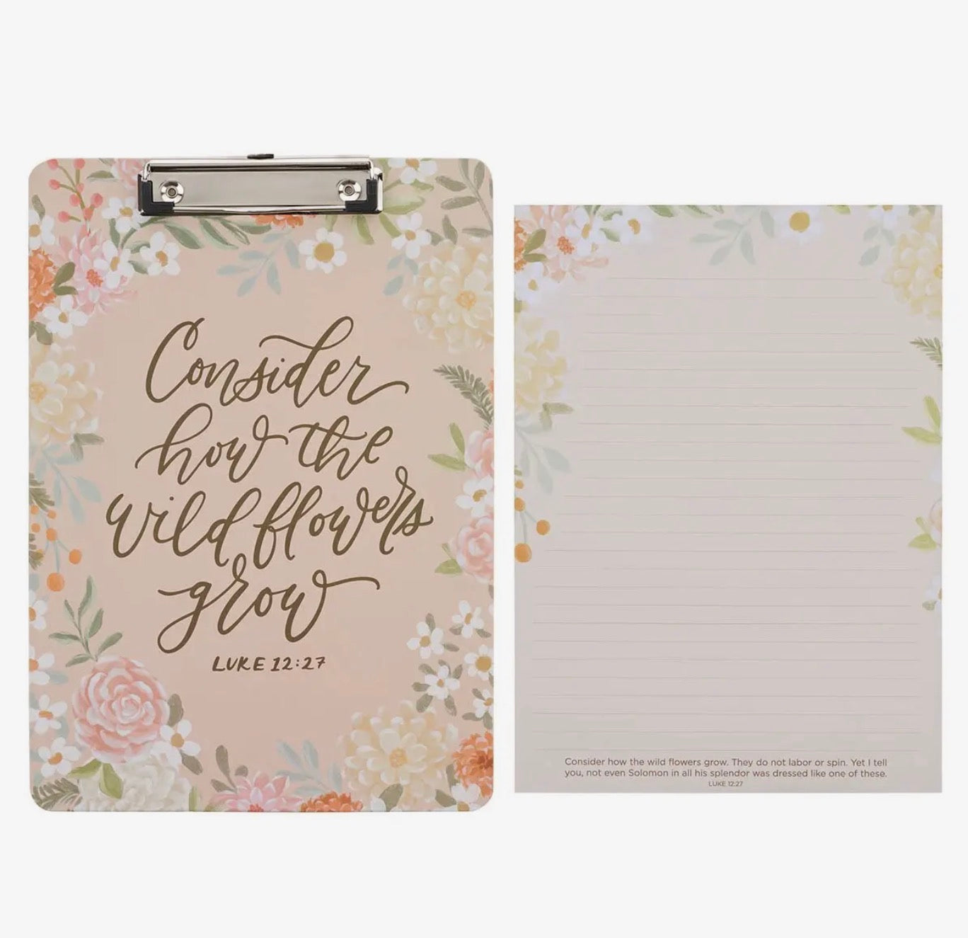 Clipboard w/pad Consider How the Wildflowers Grow Luke 12:27