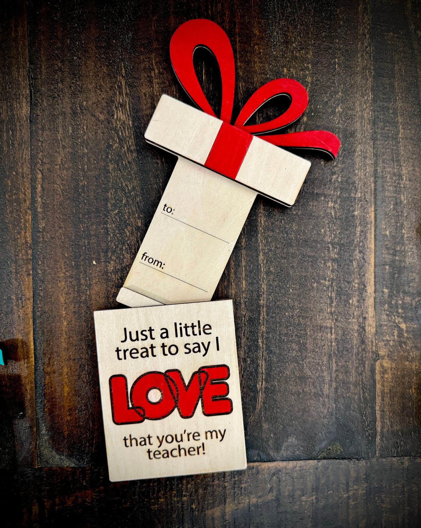 Custom Wood Teacher Valentine’s Day Gift Card Holder for him Personalized Gift for her Engraved Card for Gift Wood Gift Card Holder