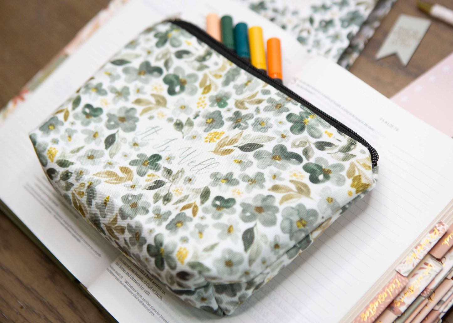 It Is Well Bible Study Pen Pouch | Bible Verse Pencil Case